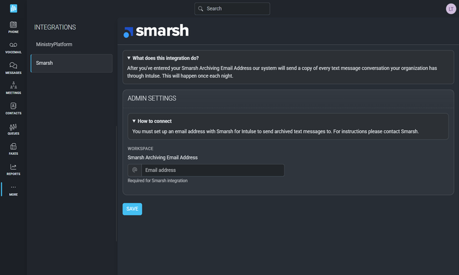 Smarsh Settings